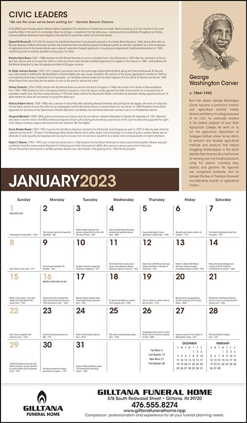 Celebrating African American Heritage & Families 2023 Wall Calendar